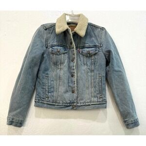 Women's Levi's Trucker‎ Sherpa Lined Denim Jean Jacket Size XS
